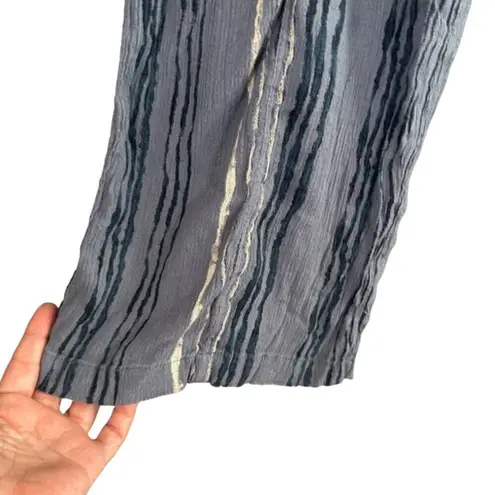 Caslon Gray & Blue Striped Accordion Cotton Blend Wide Leg Pants Women Sz XS