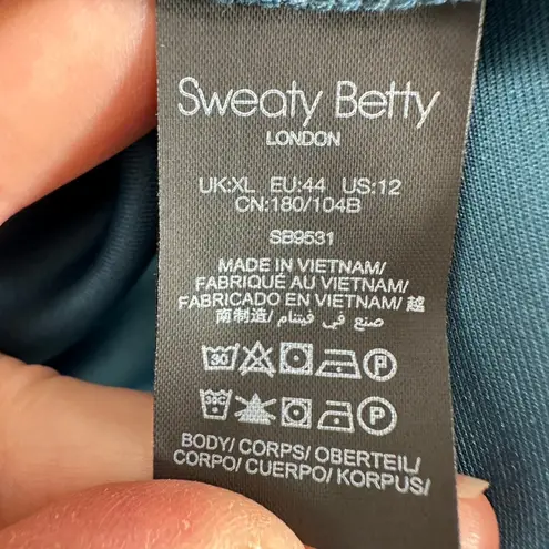 Sweaty Betty Pullover Top Quarter Zip Long Sleeve Blue Womens Size US 12