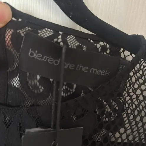 NWT Elegant Black Lace Women's Romper Blessed are the meek size 2