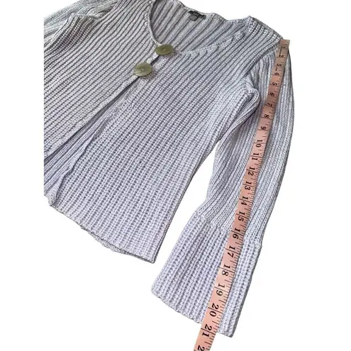 J.Jill 100% Cotton Lilac Knit 2 Button Front Mini Bell Sleeve sweater Purple Size L