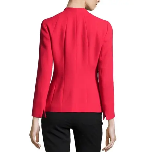 Lafayette 148  New York Red Tara Seamed Scuba Zip Front Jacket Blazer Size 10