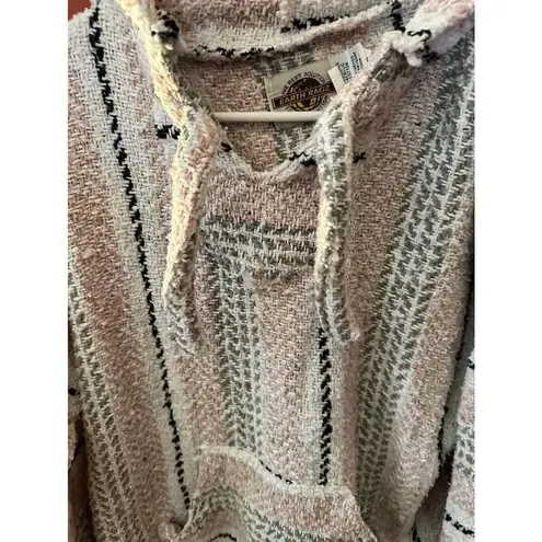 Earth Ragz Women Size Medium Pink Geometric Baja Style Hippie Hoodie W/ Pockets