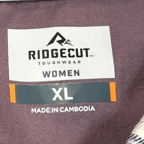 RidgeCut Shirt Womens Extra Large Beige Gray Plaid Flannel Work Country Rugged White Size XL - Image 13