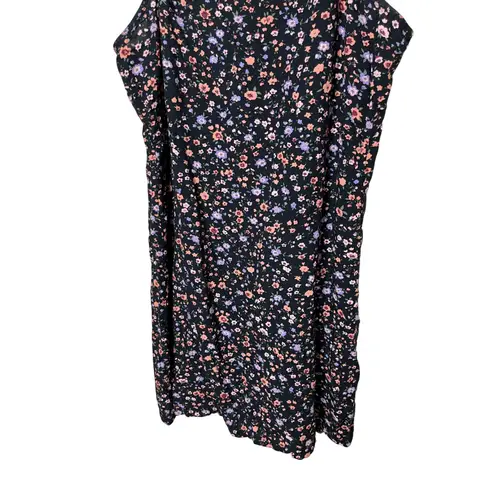 Vans Womens Black Floral Print Spaghetti Strap Mini Dress Size L