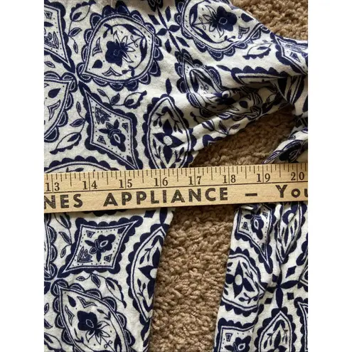 Jigsaw White Allover Navy Blue Floral Geometric Button Front Cardigan Sweater