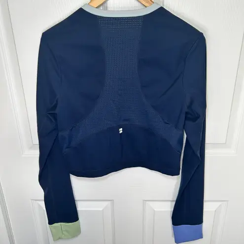 Sweaty Betty Power Long Sleeve Half Zip Top Navy Blue Mesh Colorblock Size L