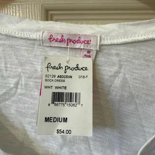 Fresh Produce Boca Dress WHT WHITE Medium 3/4 Sleeve Pockets Casual