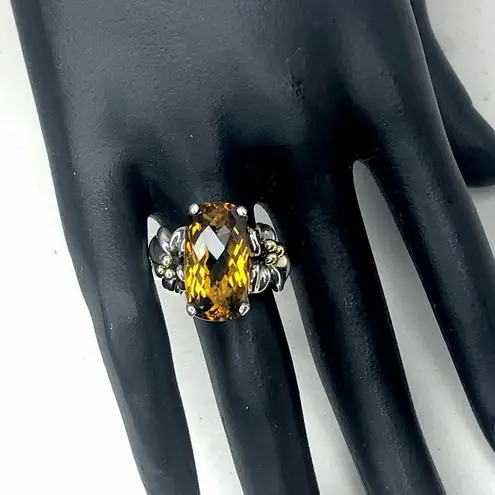 ANN KING Whiskey Topaz Floral 18k Yellow Gold 925 Sterling Silver Ring