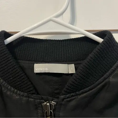 Vince  Linen Blend Black Bomber Jacket