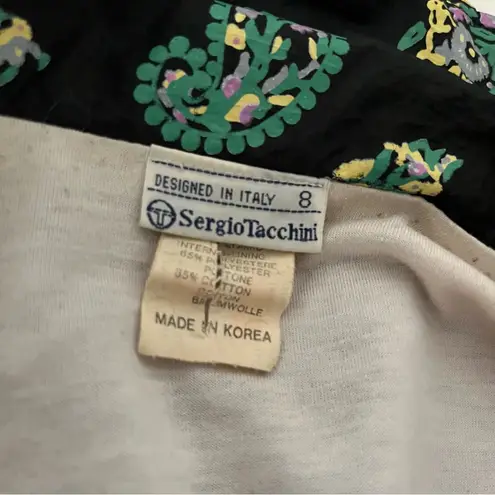 SERGIO TACCHINI Black Nylon Jacket Floral Paisley Size 8 Vintage Korea