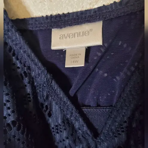 Avenue NAVY Jacquard Tankini Swim Top, Size:US 14W Blue