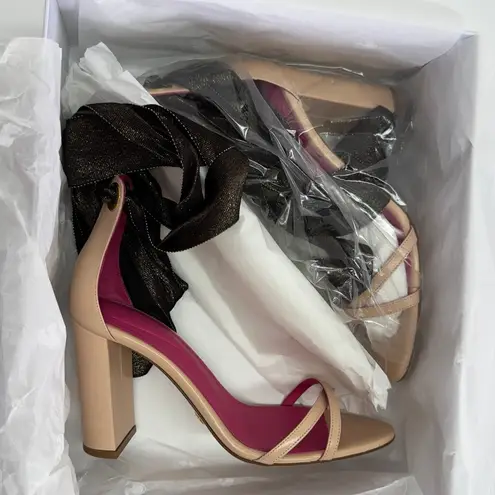 Oscar Tiye Heels Womens 36.5 5.5 US Nude Lara Wrap Ankle Leather REVOLVE Tan