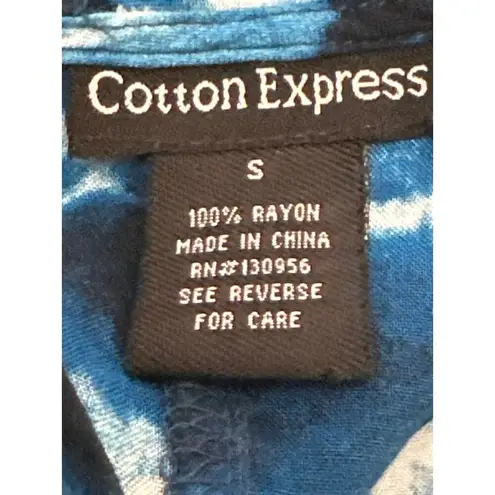 Cotton Express Blue Tie Dye Spaghetti Strap Rayon Hi Lo Blouse Size Small