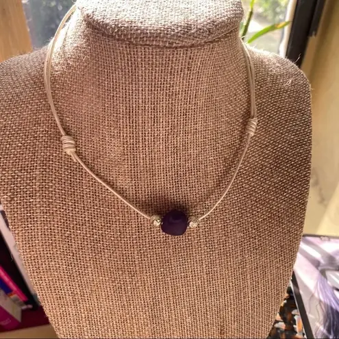 Handmade Purple Agate pearl white leather Choker