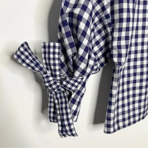 ROSETTA GETTY Gingham Blouse Womens Size 2 Picnic French Girl Cottage Retro Chic Blue