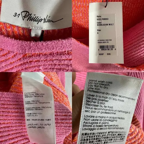 3.1 Phillip Lim Sweetheart Ribbed Knit Top Bubblegum Size Small
