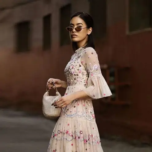 olga berg Bianca Ball Mesh Handle Bag in Gold One Size Womens Clutch evening