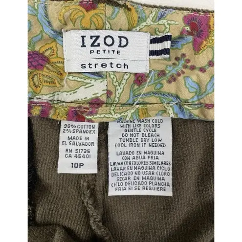 IZOD Corduroy Pants Women's Sz 10 Petite Brown Dress Casual Trousers Vintage GUC