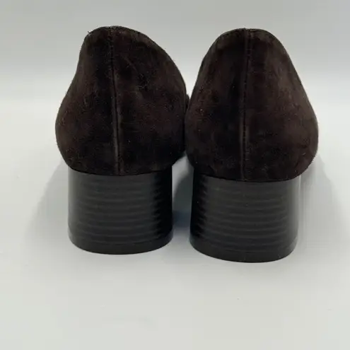 Elodie Suede Chocolate Brown Block Heel Pumps 38 US 7