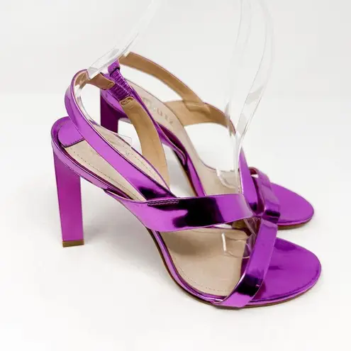 Schutz NEW Fuchsia Kelly Specchio Leather Strappy Sandal Heel Size 7, MSRP $118