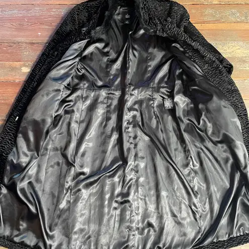 Cuero Faux Lamb Fur Coat w Real Rabbit Fur Trim Steampunk Victorian