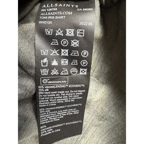 ALLSAINTS Toni Iris Silk Shirt UK 14 US 10 EU 42 Long Sleeve Abstract Print Art