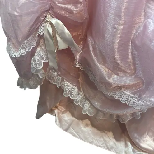 Gunne Sax Vintage 80's Bo Peep Pink Satin Southern Belle Prom Dress Size 11