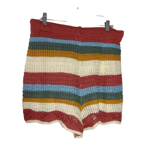 JOLIE & JOY Striped Crochet Shorts Red Size 1X