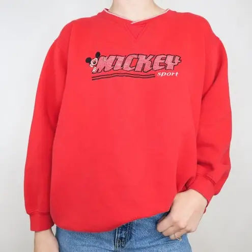 Disney Vintage 90s Mickey Unlimited Red Sweatshirt  - Mickey Sport