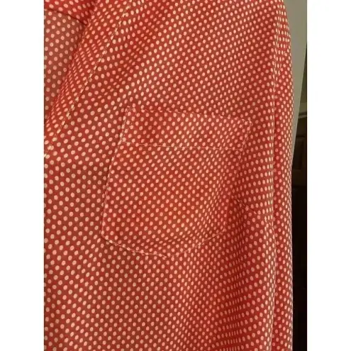 Outback Red  Women's‎ Redish Pink-Coral Polka Dot Blouse Size Medium Lightweight