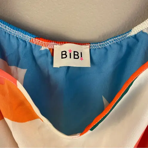 Boutique BiBi Floral Puff Sleeve Square Neck Babydoll Mini Dress XL Retro Style 70s New