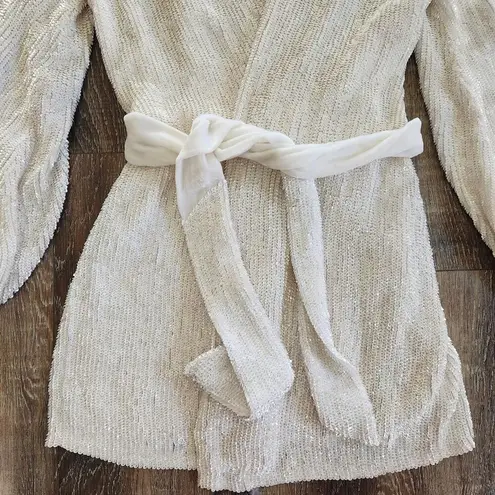 Retrofete Gabrielle Robe Dress in White Sequins Size XS Long Sleeve Blet