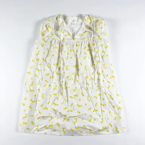 Glamorous  White Yellow Micro Floral Flower Print Pattern Pintuck Mini Dress S