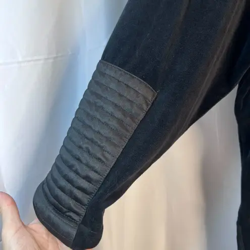 Diane Gilman Collection Black Velvet 1/4 Zip Long Sleeve Edgy Moto Sweater XL