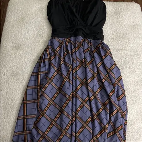 Eshakti  Chelsea style plaid purple black dress xl