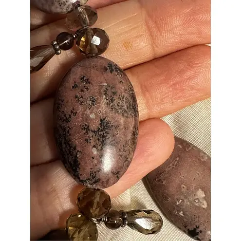 burgundy moss agate and smoky Quartz necklace