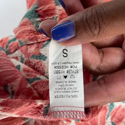 Hayden Los Angeles Women Floral Smocked Top Ruffle Mid Dress Small Romantic Boho Red