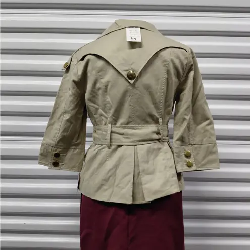 Blanc Noir Womens Cropped Linen Safari Trench Coat Size Small Beige Jacket NWT