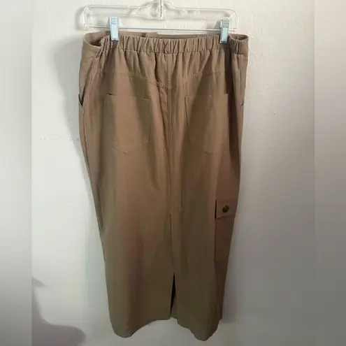 KIRIOUS Los Angeles Y2K Utility Tan Cargo Style Maxi Skirt Green Size L