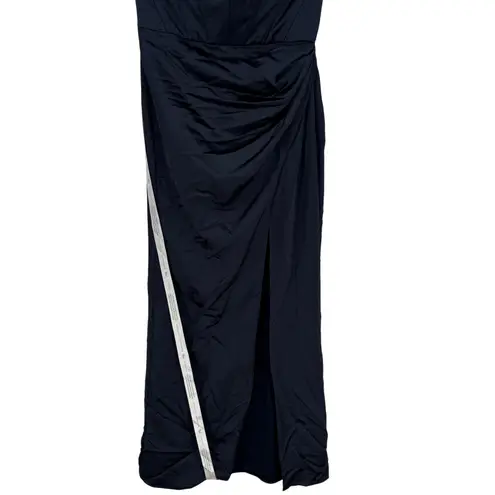 After Six Strapless Topstitched Corset Satin Maxi Dress With Draped Skirt Size 8