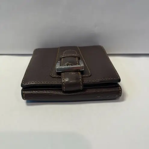 Loewe Vintage Brown Grained Calfskin Leather Compact Wallet - Preowned