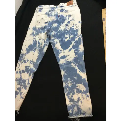 Levis F121 High Rise Ankle Skinny Jeans Women's Size 33 Blue White Bleach TieDye