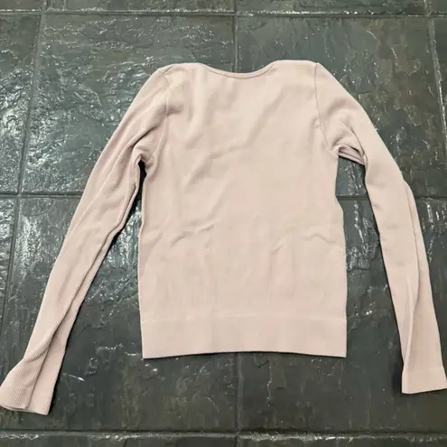 Aura Soft Ribbed Long Sleeve Top in Blush Pink Size Small