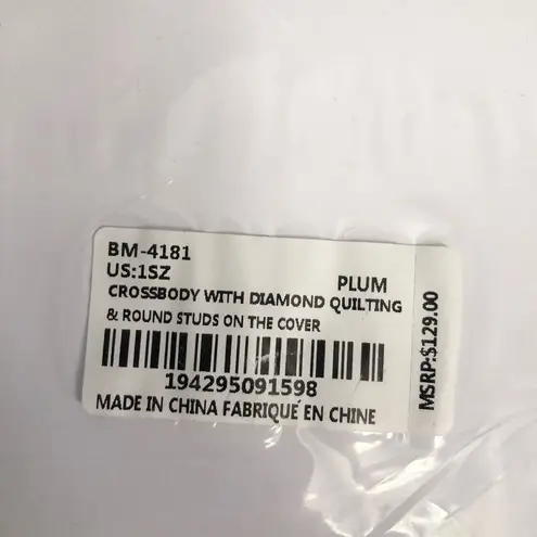 Badgley Mischka Crossbody Bag Diamond Quilting Round Studs Envelope Burgundy New