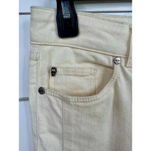 Alexander McQueen Womens IT 40 Cream Yellow Slim Straight Leg Skull Rivet Pants