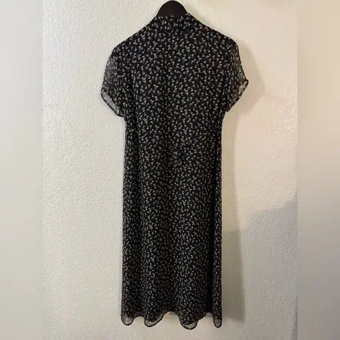 Robbie Bee VTG Y2K Woman Silk Dress Floral Print Button Front Midi Size 4P