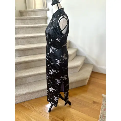 Robbie Bee Vintage Y2k Black Lavender Silver Qipao Kimono Fairy Whimsigoth Dress