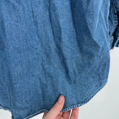 Vintage Christmas denim button down embroidered reindeer shirt Christmas large 1 Blue