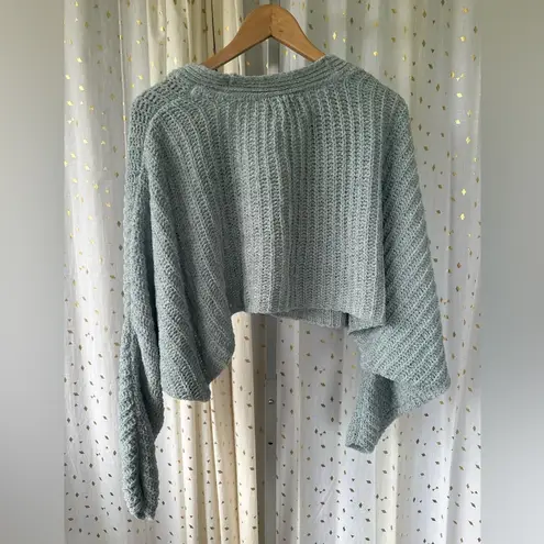 Urban Outfitters Mint Oversize Batwing Dolman Sleeve Knit Crop Cardigan Sweater