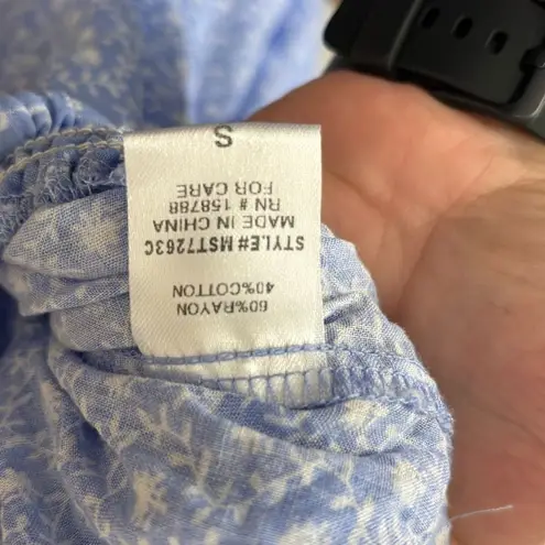 Mable Blue Floral Elastic Waist Jogger Lightweight Pants Small - Image 5